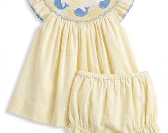 Chatham Whale Smocked Diaper Set