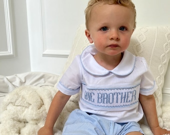 Big Brother Blue Smocked Set