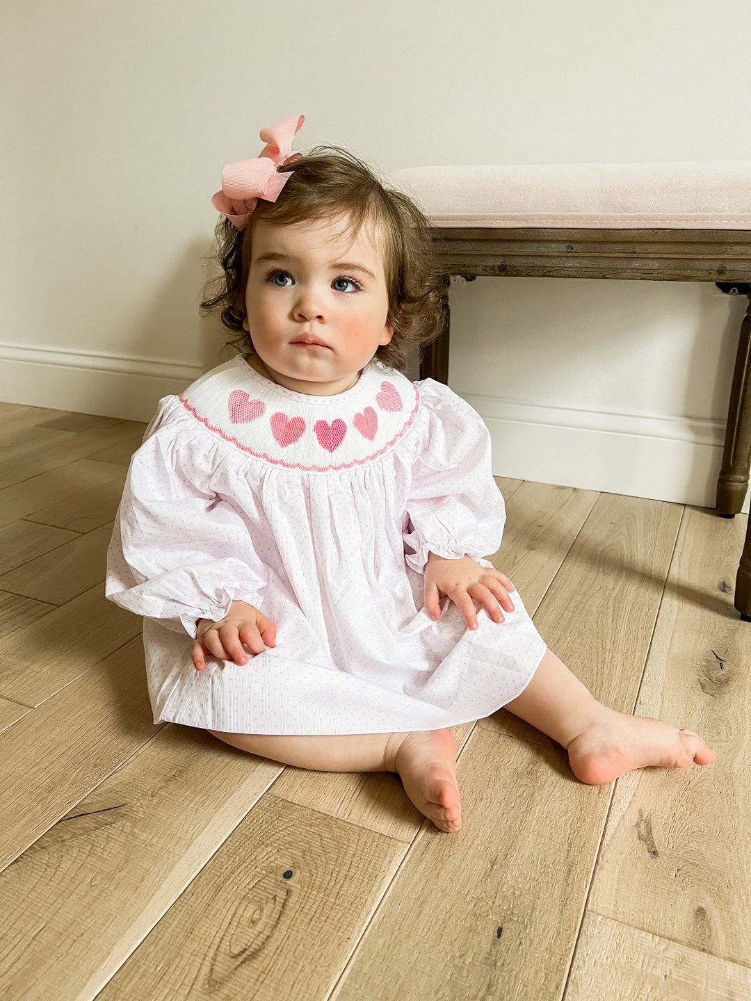 The Sophia Dress Valentines Smocked Girl Dress Valentines Heart Dress