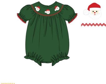 Santa Claus Smocked Bubble in Green