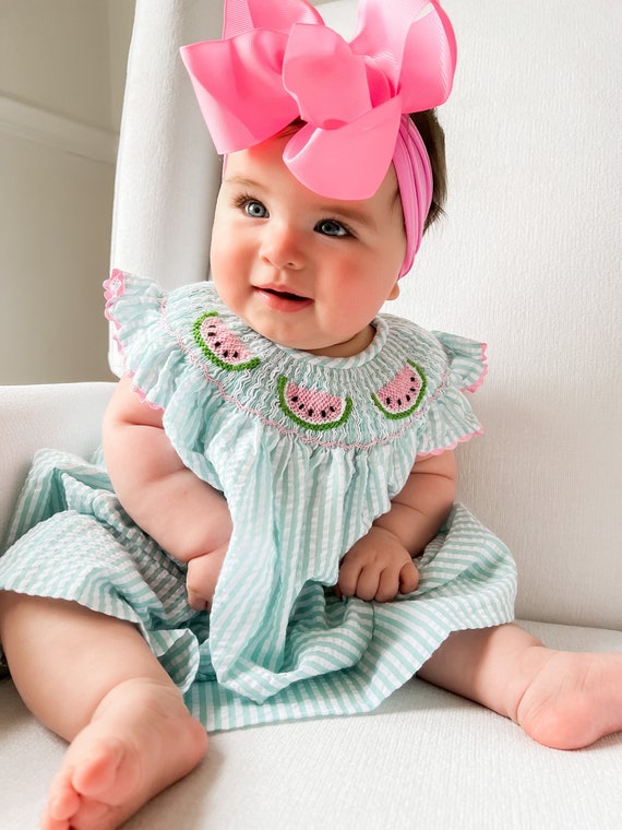 watermelon seersucker dress