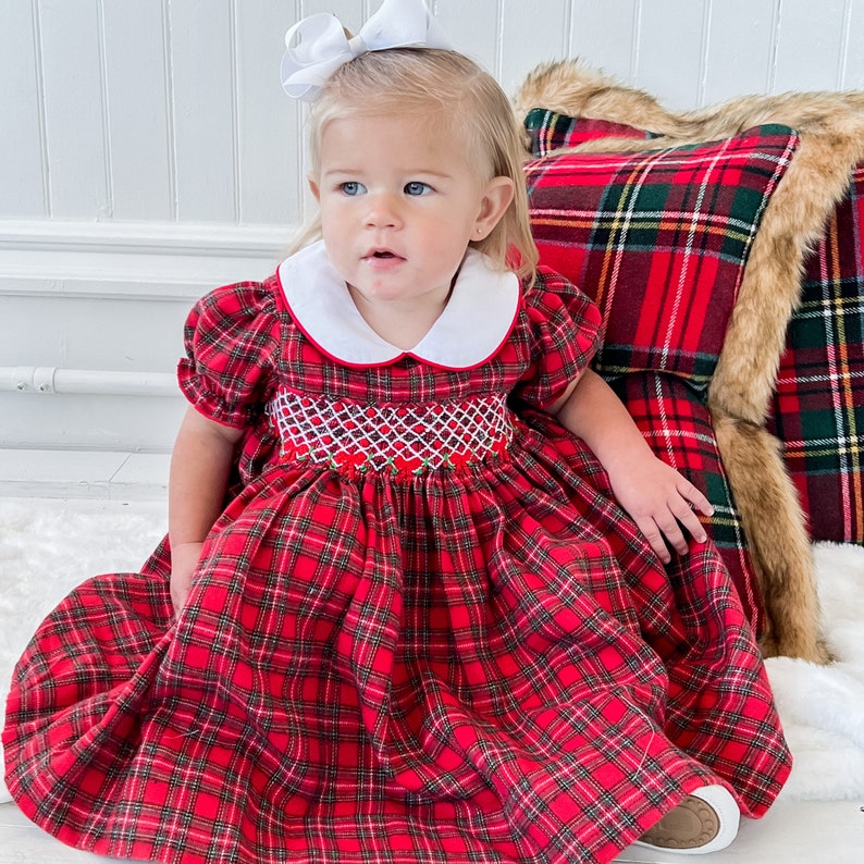 The Daphne Red Plaid Smocked Dress Smocked Clothing Girl Etsy