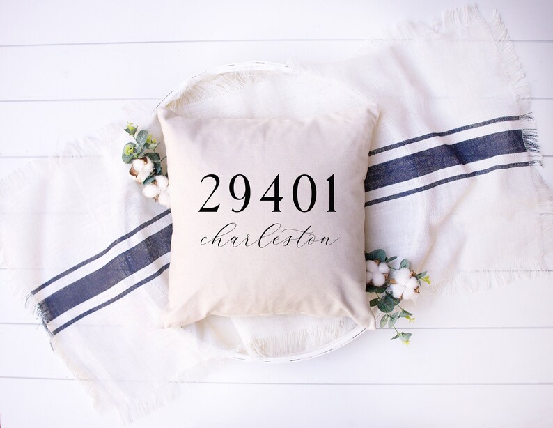 Personalized Pillow Zip Code Pillow Monogram Pillow Etsy