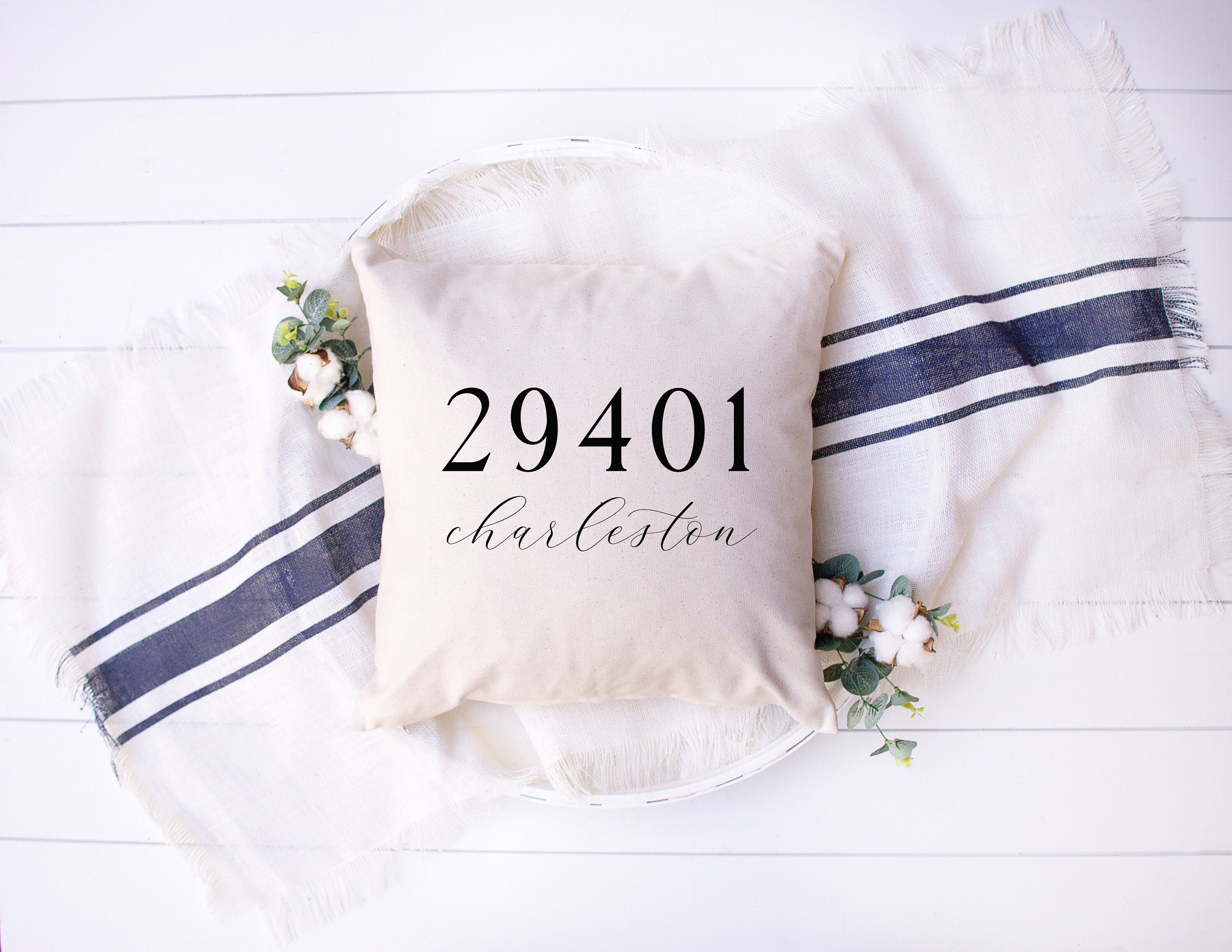 Personalized Pillow Zip Code Pillow Monogram Pillow Etsy