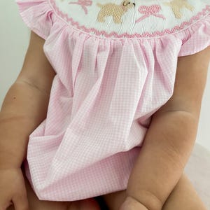 Smocked Pink Gingham Bow Boots Bubble