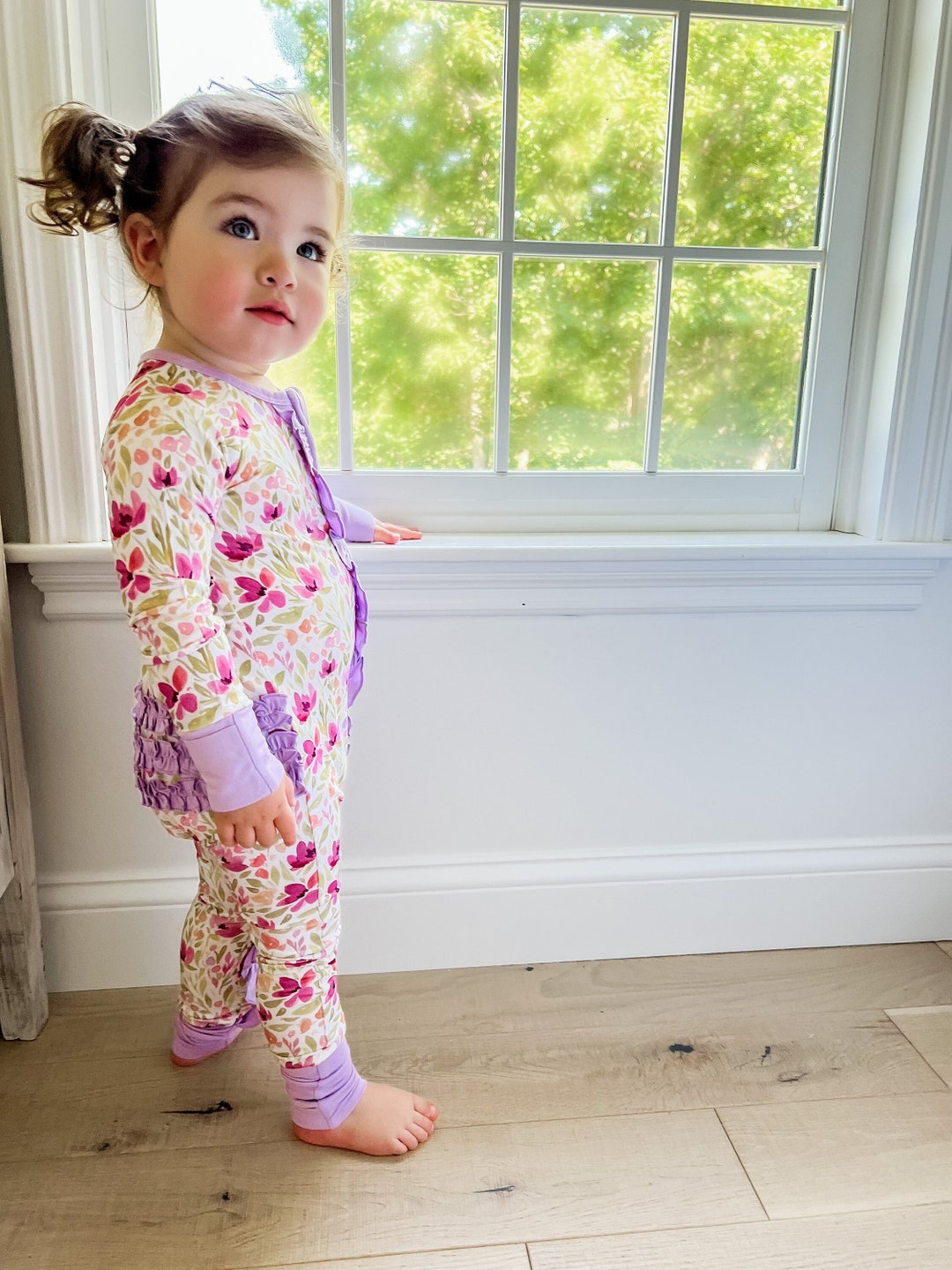 Ava Ruffle Romper spring Floral Baby Girl Romper Little Girl Summer ...