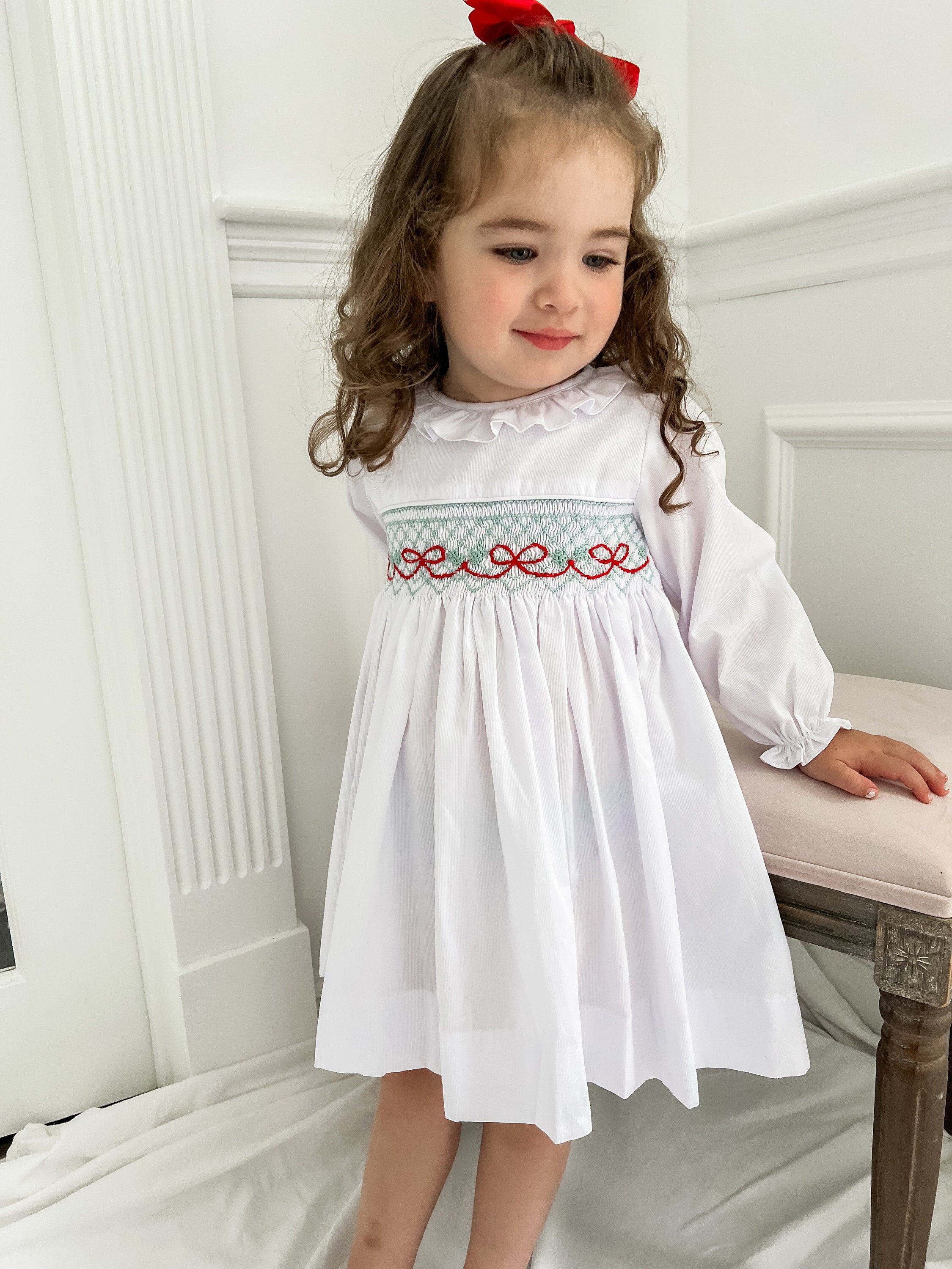 white christmas dresses Heirloom Girl Bubble-Christmas Hollies – POPPIBLUE