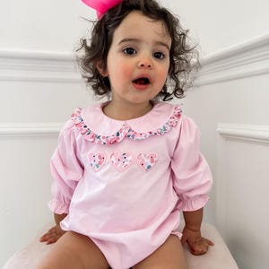 Georgina Floral Heart Applique Smocked Bubble