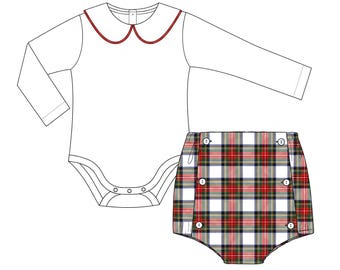Riley Tartan Boy Diaper Set