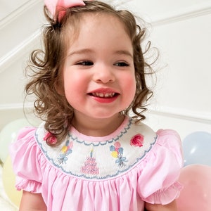 Birthday Cake Pink Smocked Dress