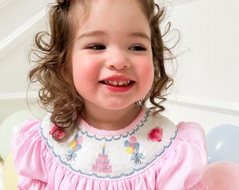 Birthday Cake Pink Smocked Dress