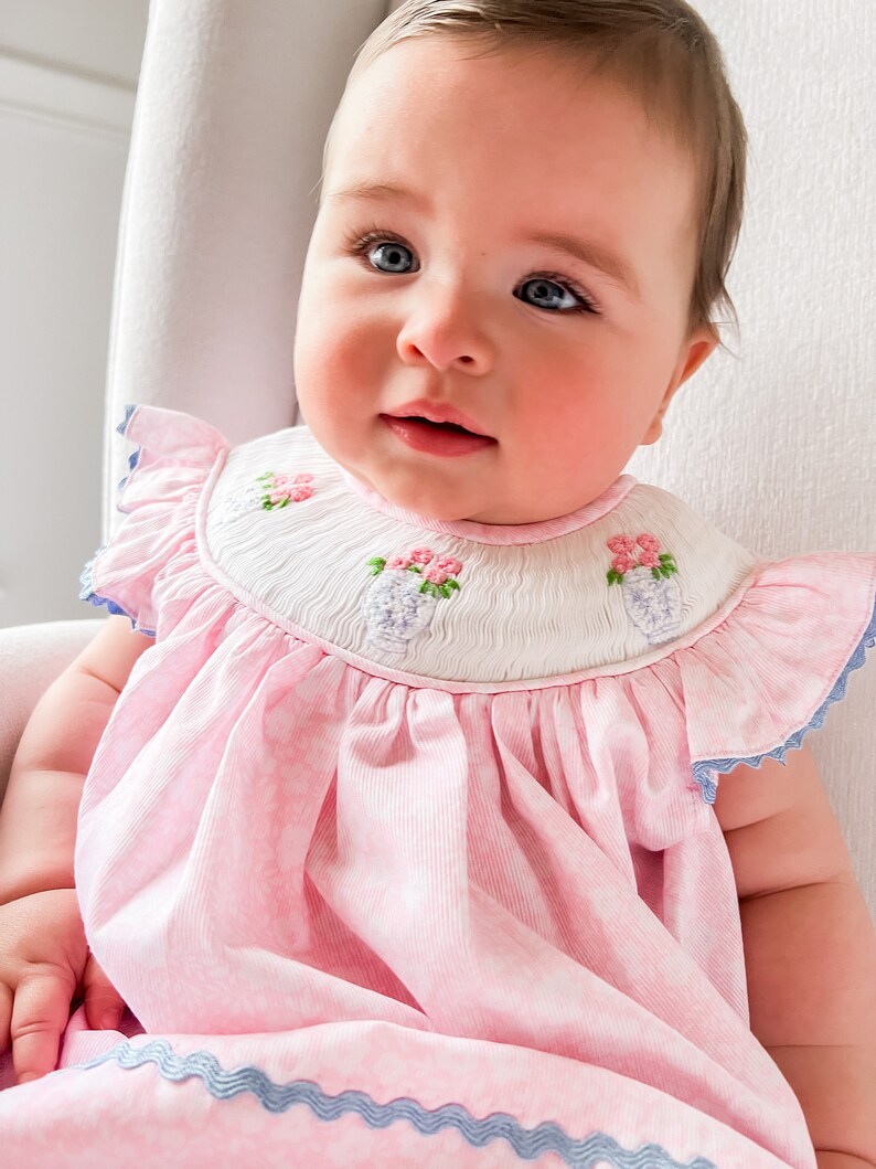 The Kennedy Dress Floral Ginger Jar Smocked Girl Dress Etsy