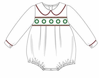 Wreath Smocked Boy Bubble