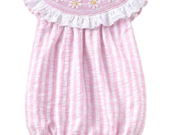 Daisy Smocked Bubble in Pink