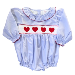 Rachel Red Heart Smocked Bubble