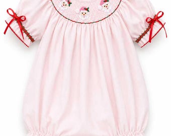 Pierre Noel Smocked Bubble in Pink