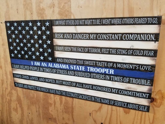 Wooden Rustic "I am a...." American Flag w/ Veteran's Creed