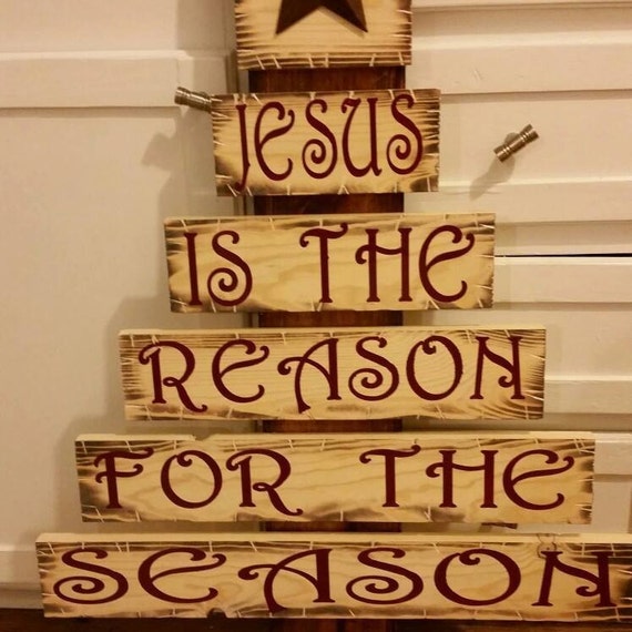 Ornamento Natalizio In Legno Needzo – Gesù è La Ragione Del Natale, Con Fiocco E Campanella, 15,7 Cm