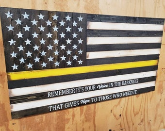 Rustic Wooden Thin Gold Line American Flag