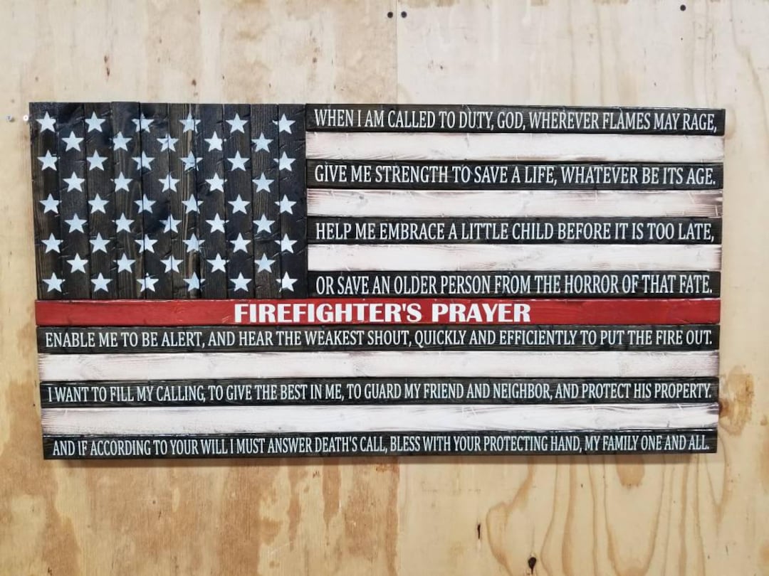 Firefighter's Prayer Thin Red Line American Flag - Etsy