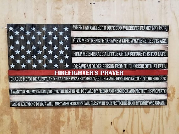 Firefighter's Prayer Thin Red Line American Flag