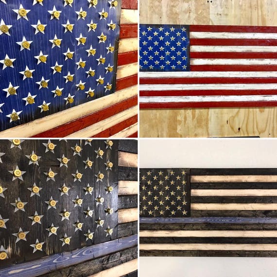 American Flag with Shell Casings | Wooden USA Flag | Bullet Casings flag | Pallet Flag | Man Cave Decor | Rustic American Decor