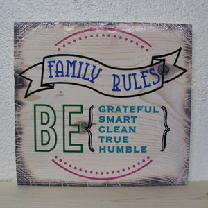 Family Rules Wooden Sign