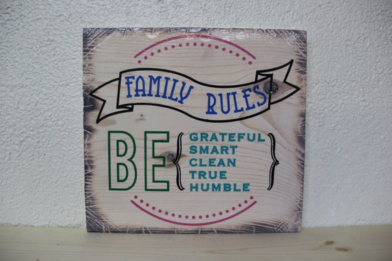 Family Rules Wooden Sign