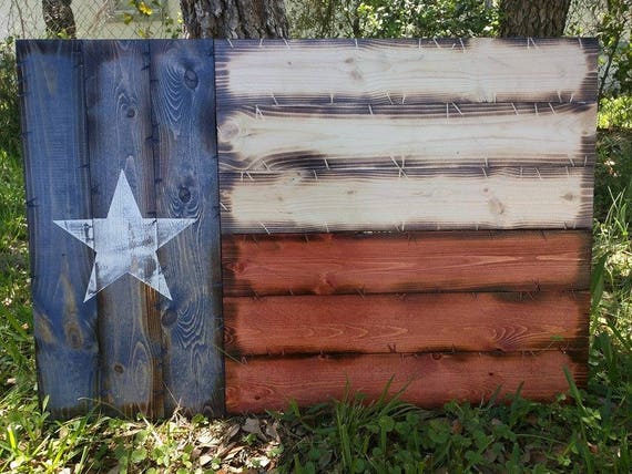 21"x32" Handmade Wooden Rustic-style Texas Flag
