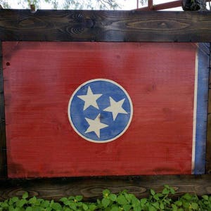 Wooden Rustic-Style Tennessee Flag