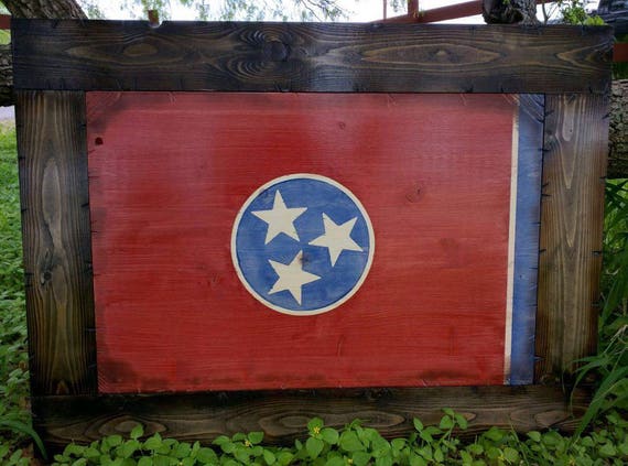 Wooden Rustic-Style Tennessee Flag