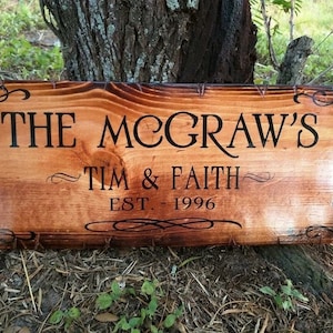 Personalized Family Name Sign (Gunstock Stain) | Housewarming Gift | Wedding Gift | Established Sign | Custom Last Name Sign