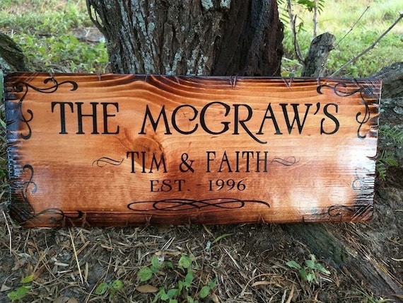Personalized Family Name Sign (Gunstock Stain) | Housewarming Gift | Wedding Gift | Established Sign | Custom Last Name Sign