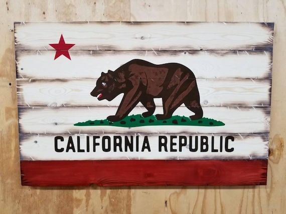 Wooden Rustic-Style California Flag | California Home Decor | California Republic Flag | Gift For Californian | California Home Decor