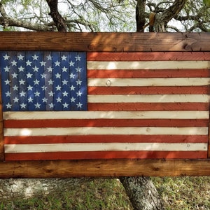Framed Wooden American Flag: Rustic USA Decor (26x44)