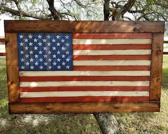 Framed American Flag | Wooden American Flag | Man Cave Decor | USA Flag Decor | Rustic American Flag