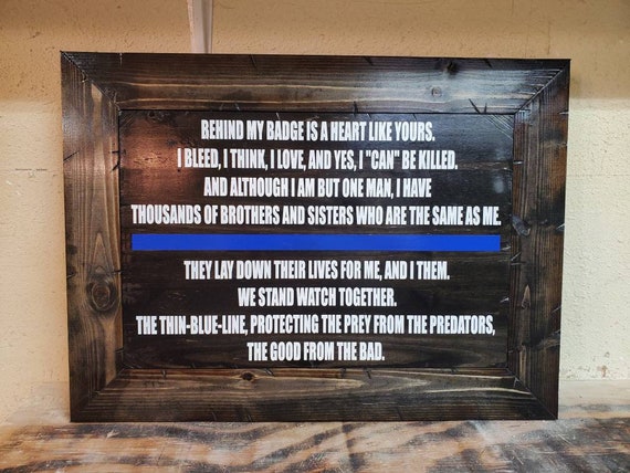 Wooden Thin Blue Line Sign with End of Watch Quote | Gift For Police Officer | Personalized Law Enforcement Gift | Rustic Police Decor