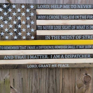 Thin Gold Line American Flag: Dispatcher&#39;s Prayer, 911 Decor