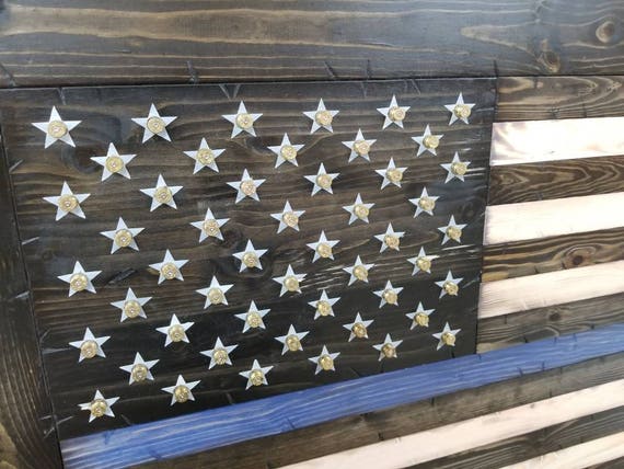 Deluxe Rustic Style Framed American Flag w/ Shell Casings