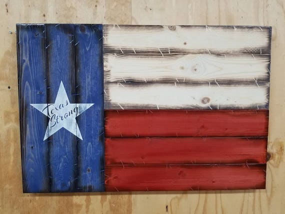 Wooden Rustic-Style Texas Strong Texas Flag