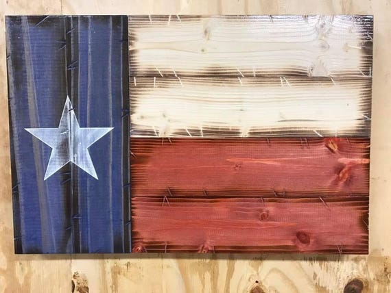 14"x21" Handmade Rustic Wooden Texas Flag