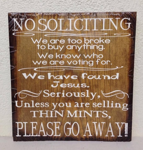 No Soliciting Wooden Rustic-Style Sign 8"x10"