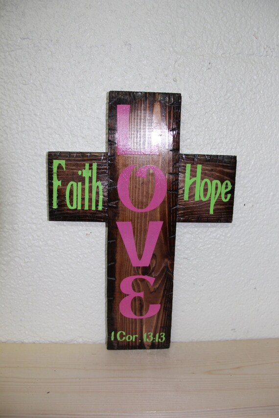 Faith Home Love Cross (red mahogany)