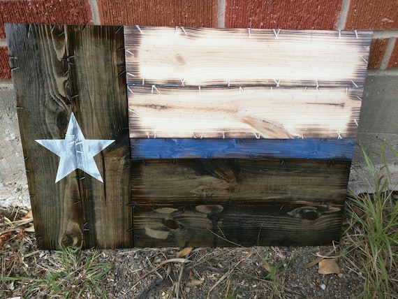 Small Thin Blue/Red Line Texas Flag