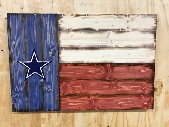 Handmade Wooden Dallas Cowboys Texas Flag | Rustic Texas Flag | Man Cave Decor | Dallas Cowboys Fan Gift | Wooden Dallas Cowboys Decor