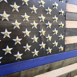 Thin Line American Flag With Bullet Casings in Stars | Bullet Flag | Shell Casings Flag | Thin Blue Line Flag | Gift for Police