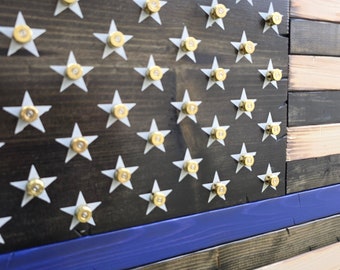 Thin Line American Flag With Bullet Casings in Stars | Bullet Flag | Shell Casings Flag | Thin Blue Line Flag | Gift for Police