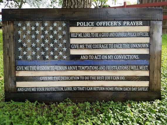 Police Officer's Prayer Thin Blue Line Flag