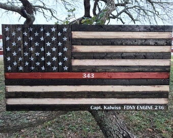 Thin Red Line American Flag | Firefighter Flag | Gift for Firefighter | Firefighter Retirement