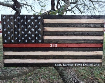 Handmade Thin Red Line Flag: Firefighter Gift